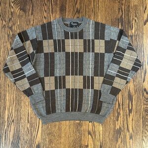 Vintage 90s Knit Wool Blend Geometric Patterned Sweater